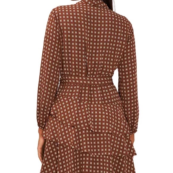 CeCe Shawl-Collar Long-Sleeve Tiered Dress - Picture 9 of 10